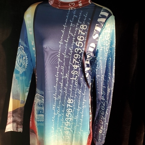 Women blue and red Benjamin Franklin Long-sleeved Midi Dresses. Sizes M and L. - Picture 3 of 6